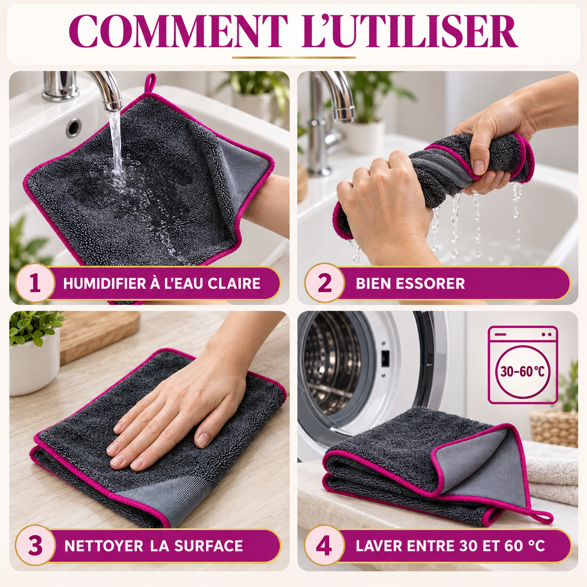 MadameZen™ — La Microfibre Anti-Traces et Sans Peluches